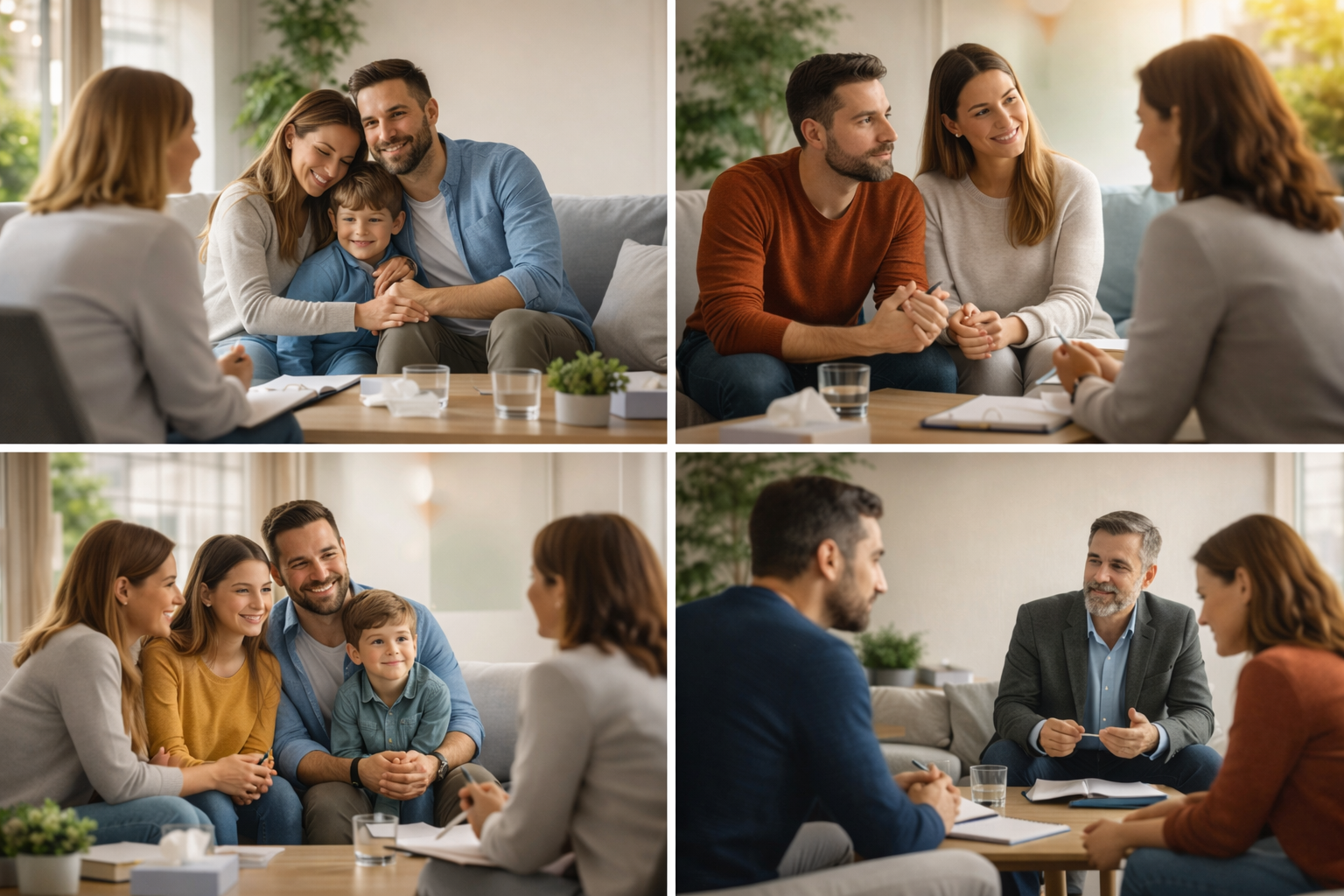 Illustration of a family sitting together and talking