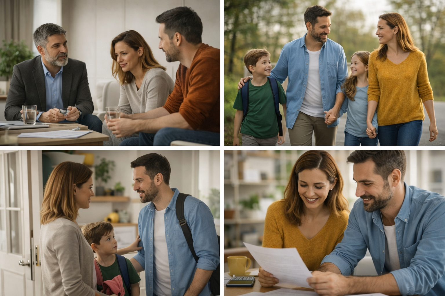 Illustration of a family sitting together and talking with a mediator